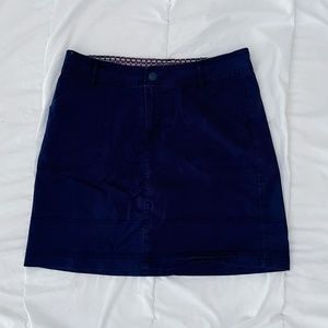 Mid-Rise Navy Blue Khaki Skirt